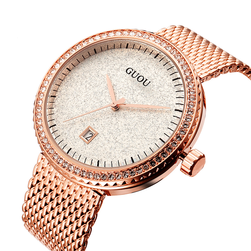 Mesh Stainless Strap - Guou moda basit örgü Retro zarif