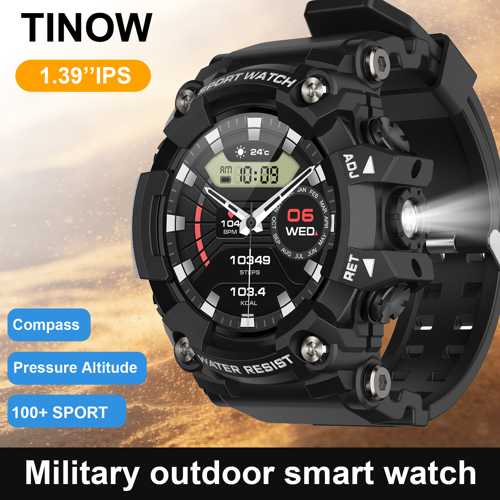 Hybrid Smartwatch - Bluetooth Pusulası, 1.39 IPS Ekran, El