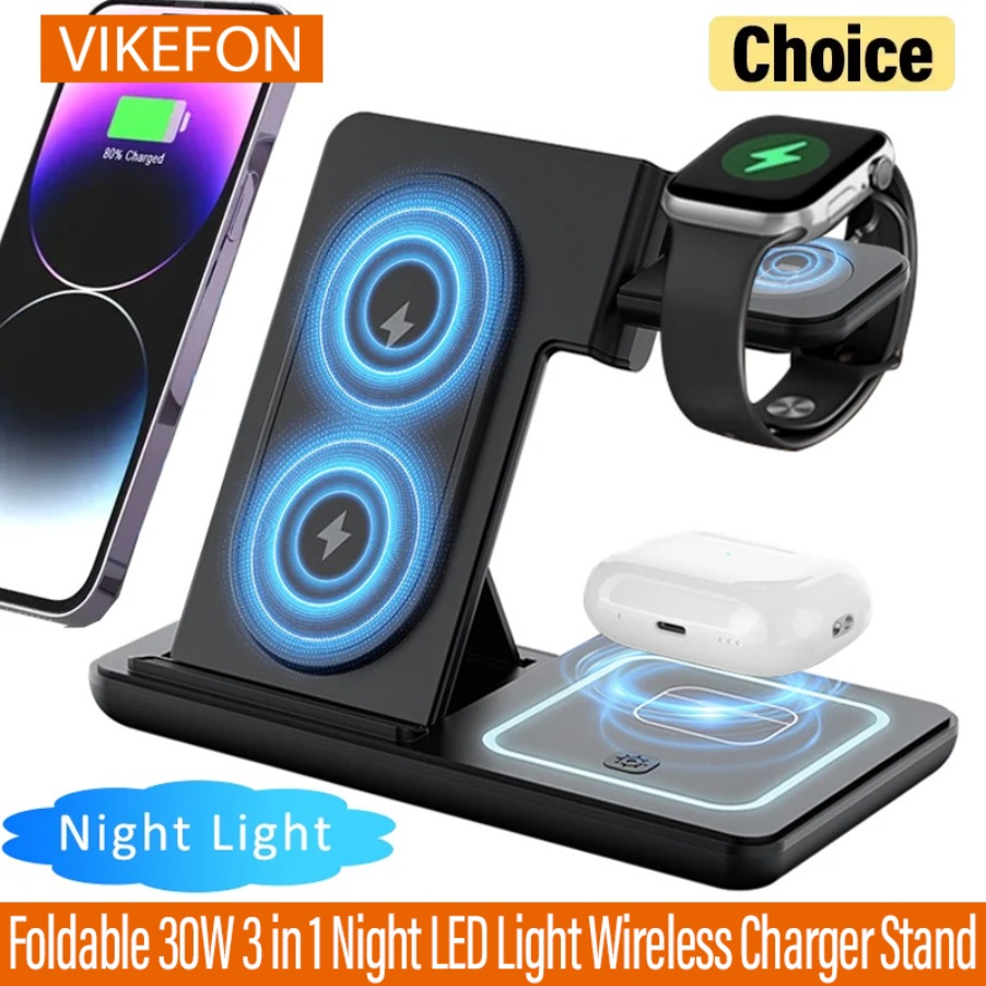 Smartwatch Watches Compatible With Iphone - 3'ü 1 Arada Katlanabilir Gece LED