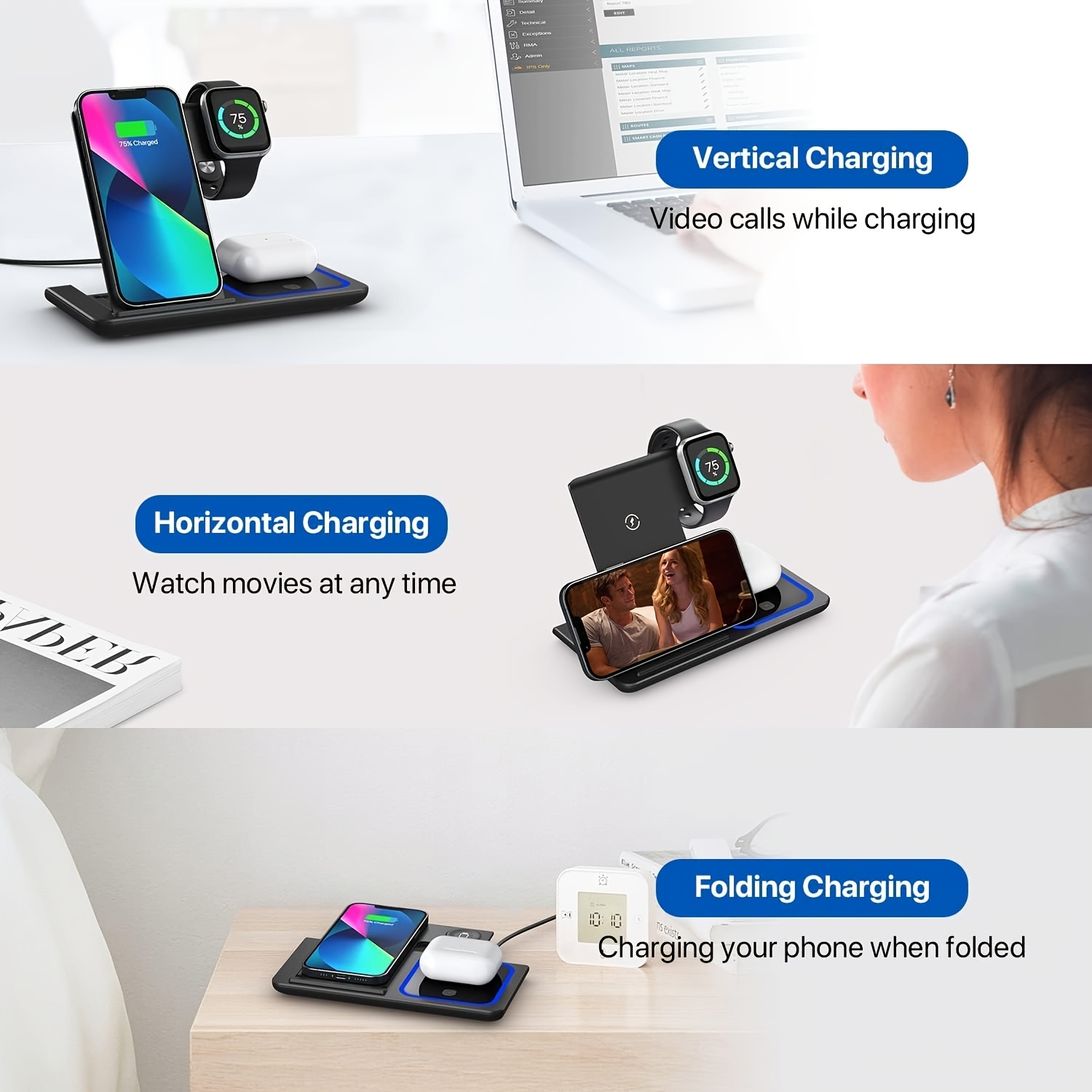 3'ü 1 arada kablosuz şarj stan - Smartwatch Watches Compatible With Iphone incelemesi ve fiyatı